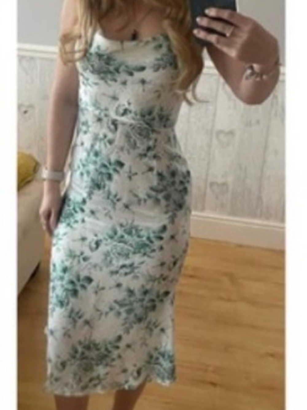 CIDER Floral & Dragonfly Cowl Neck Midi Slip Dress Sz Small Satin